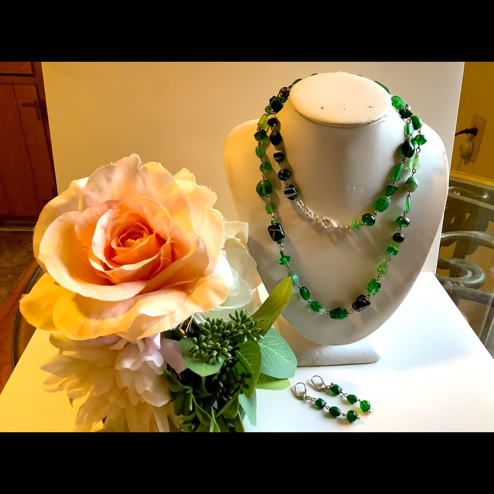 Handmade one of a kind Green jewelry set